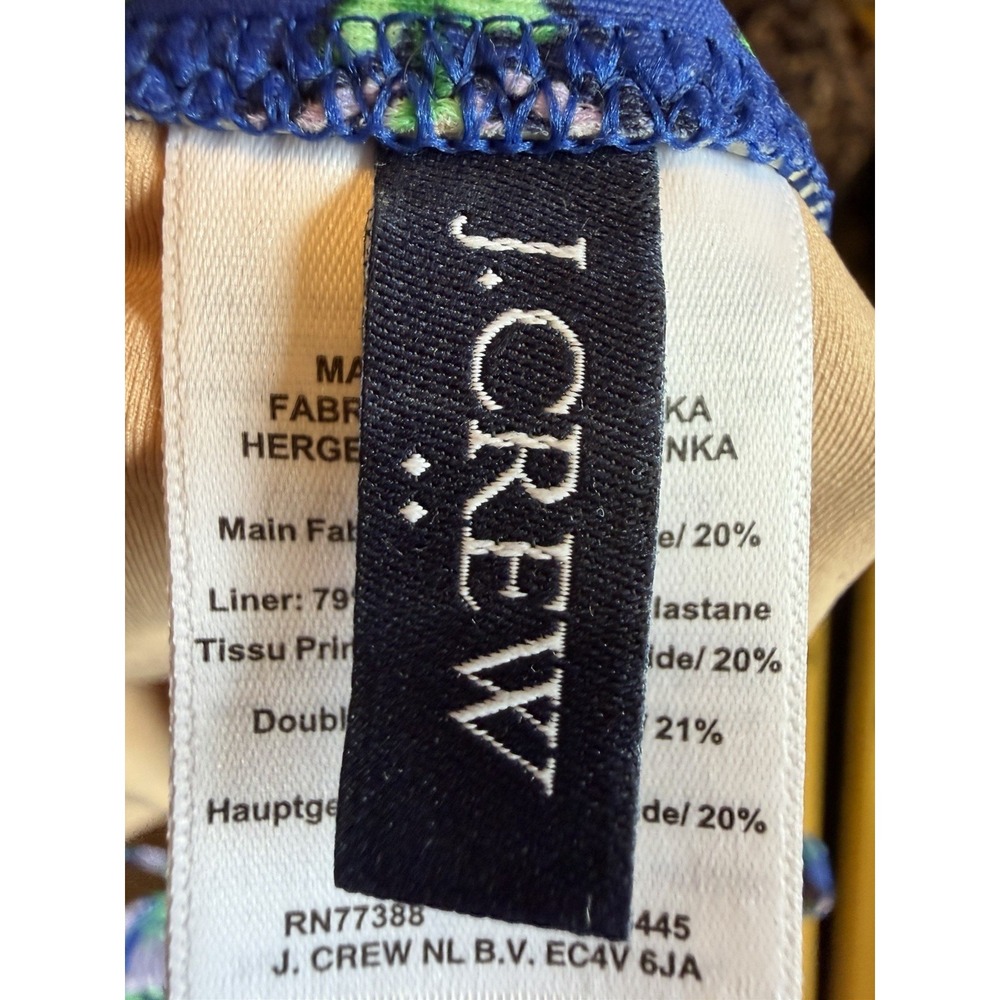 J.Crew Blue Floral One Piece Swimsuit Open Back Shelf Bra Women's Small S - Picture 3 of 4